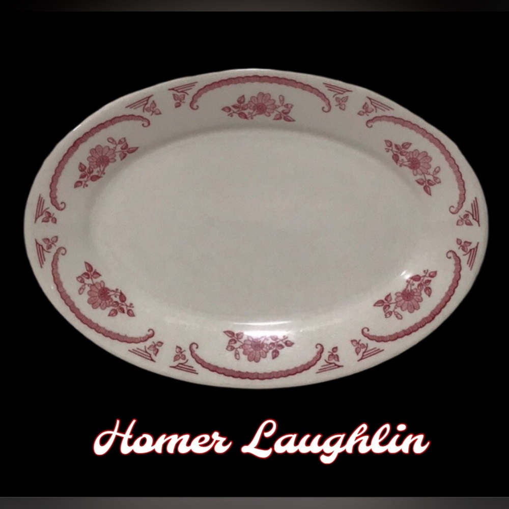 Vintage HOMER LAUGHLIN Best China American Rose Meat Platter, Ivory/Pink